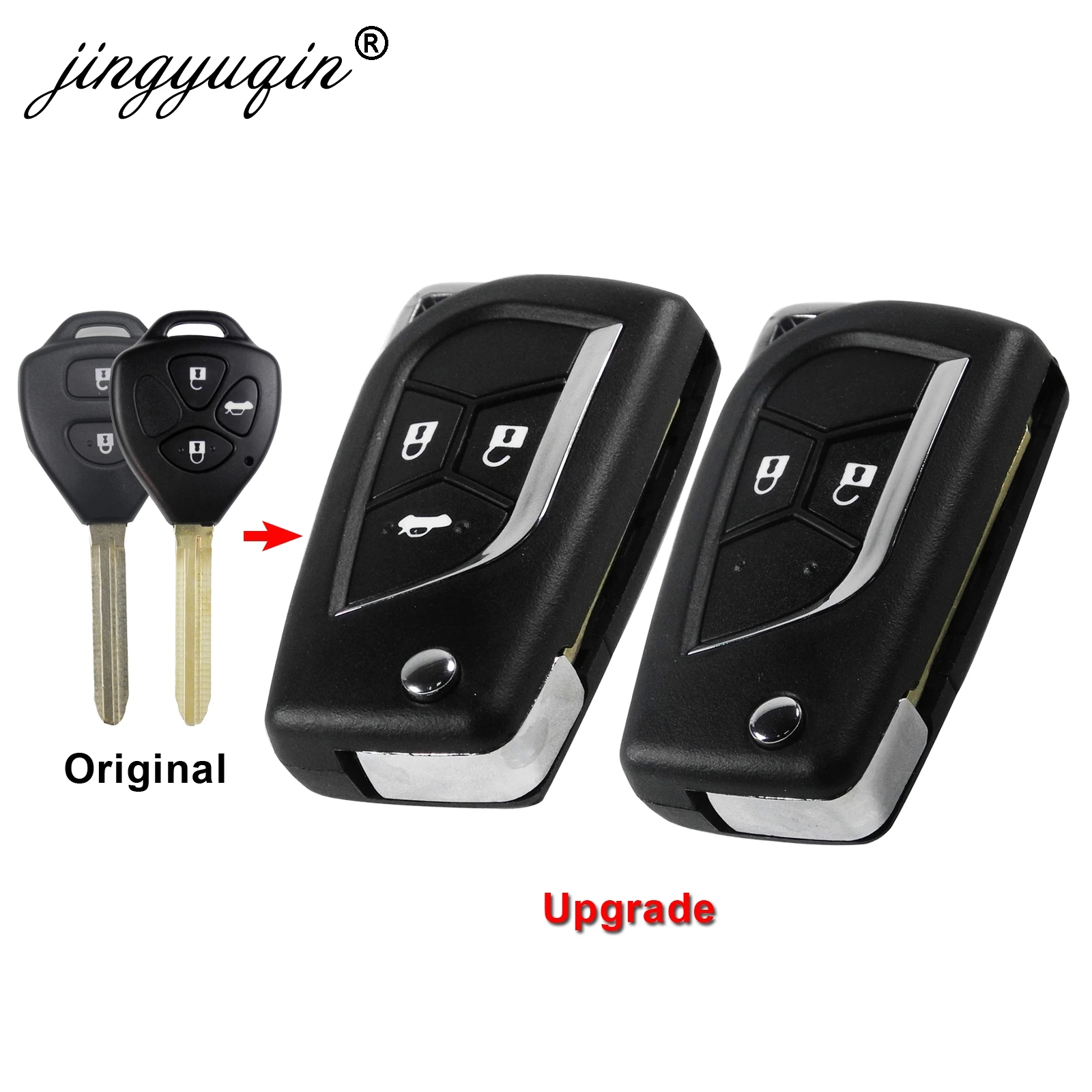 Jingyuqin 2/3 кнопки модифицированный Флип складной чехол для ключей для Toyota Camry Corolla Prado пустой брелок Замена