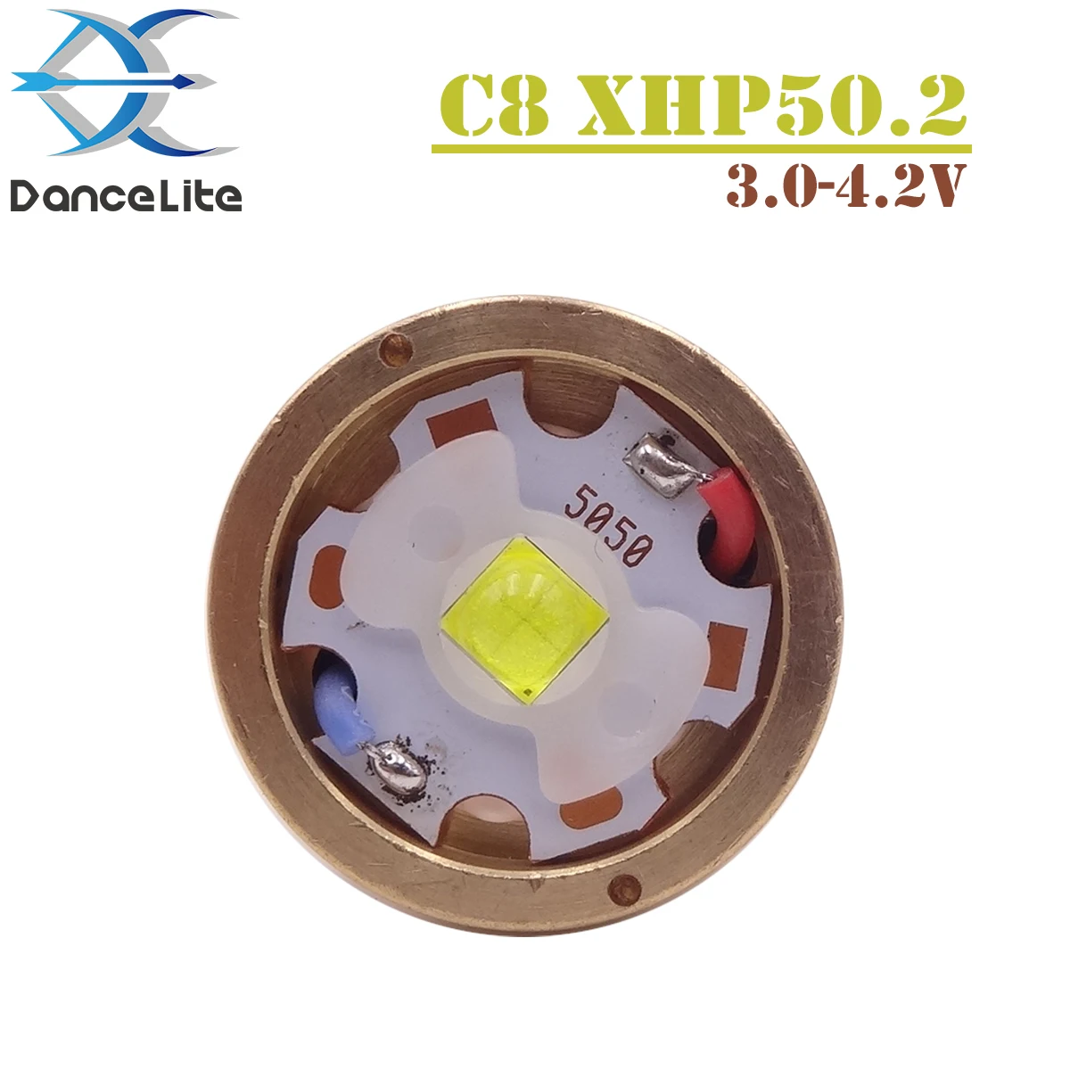 

1PC DIY 2600Lumens 3.0-4.2V XHP50.2 LED Module For C8 Flashlight Flash Light with Copper DTP