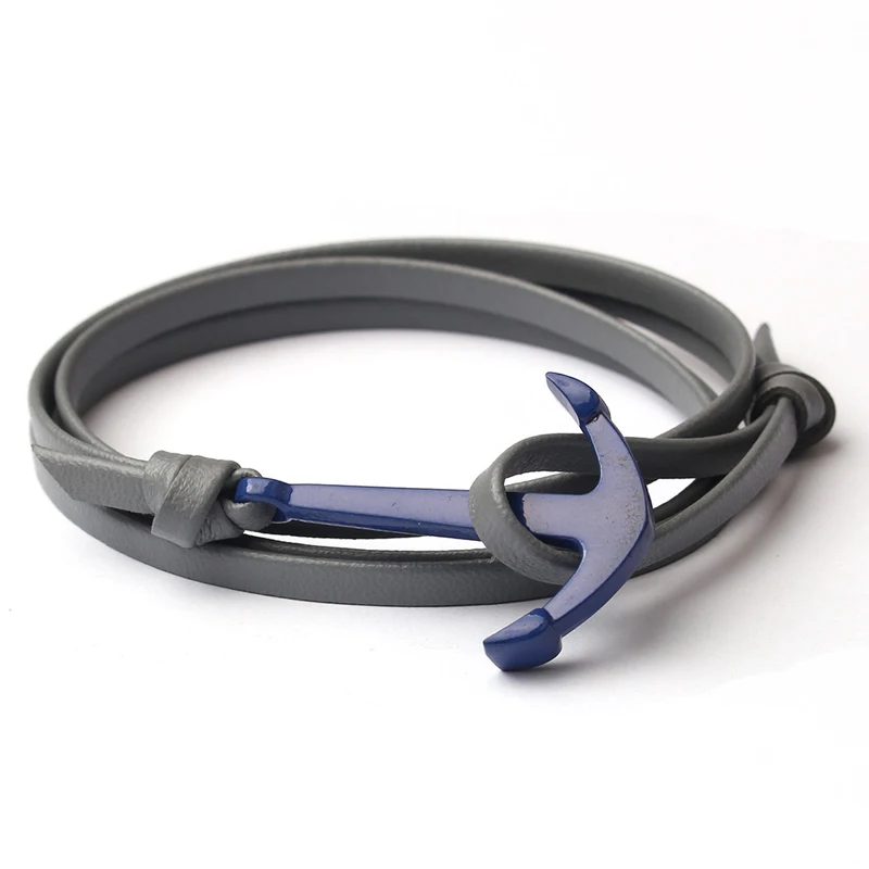 NIUYITID синий цвет Якорь браслет дешевые аксессуары для рук для мужчин браслет для мальчиков браслеты племя украшение браслет feminina - Окраска металла: grey