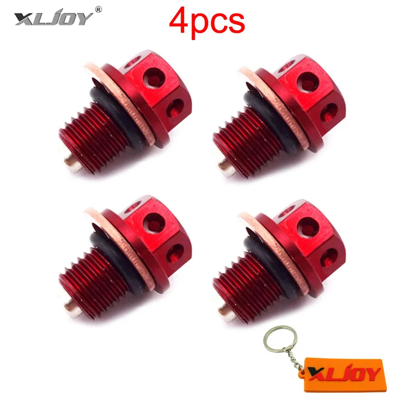

XLJOY 4pcs M12x1.5 Red Oil Magnetic Drain Bolt Plug For Chinese Engine 50cc-160cc Lifan YX Loncin Pit Dirt Bike