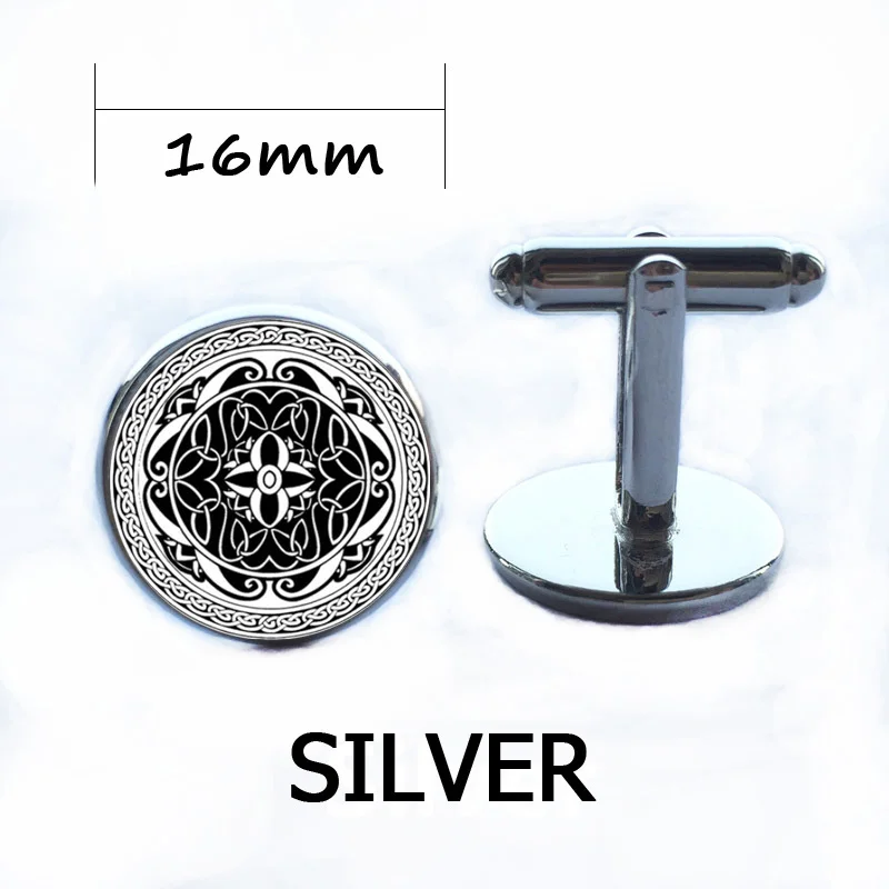 

Fashion Handmade Sacred Geometry Rules Cufflinks Round Pattern Glass Tie Bar Men's Cufflinks High Quality Men's Gifts