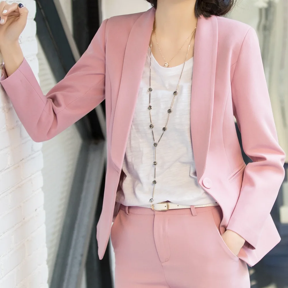 Set female new 2018 autumn woman suit two-piece fashion temperament solid color small suit + casual slim wild trousers Women's Sets