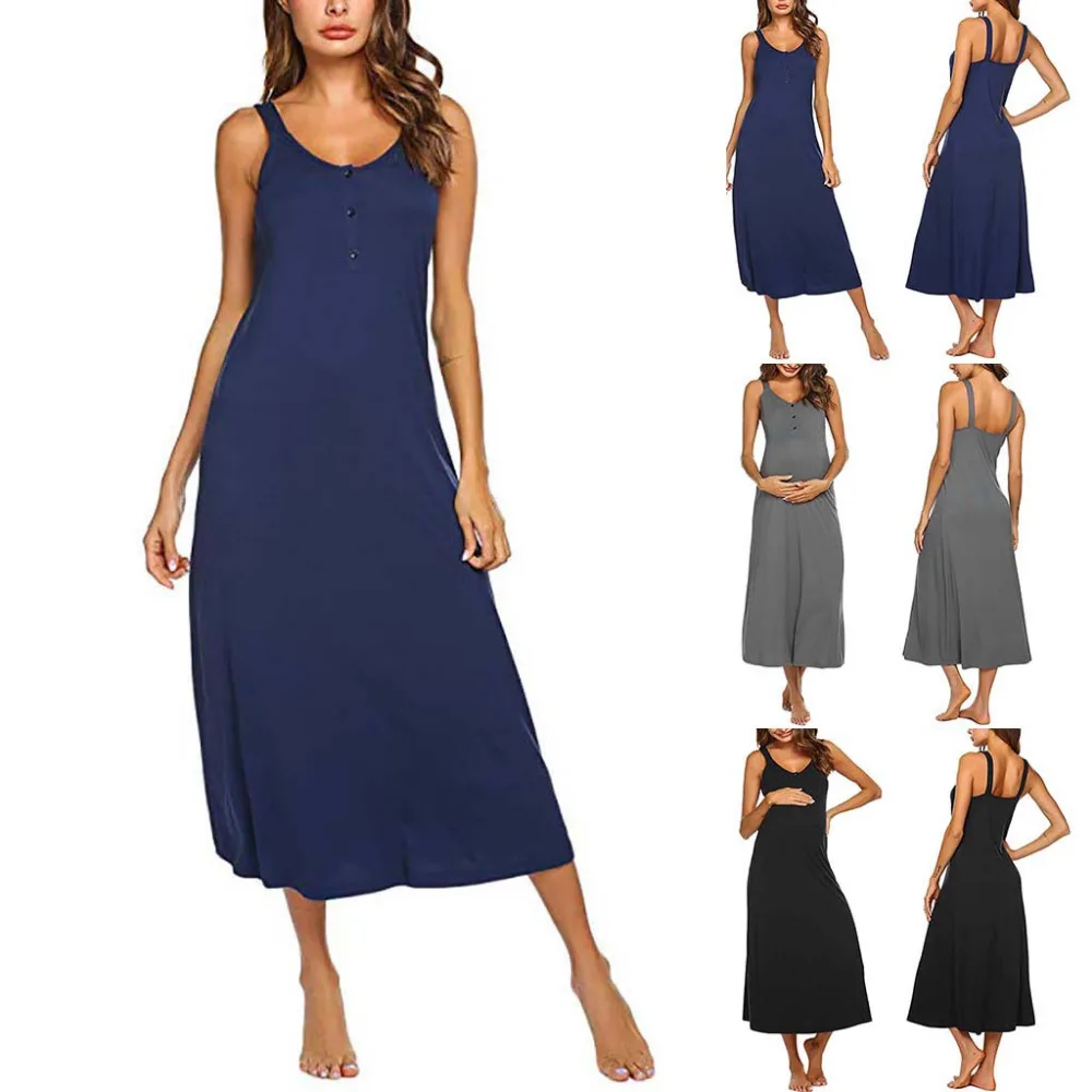 

Fashion Summer Women Pregnant Maternity Sleeveless Nursing Cotton Blends Solid Breast feeding Maternity Causal Pregnants Dresses