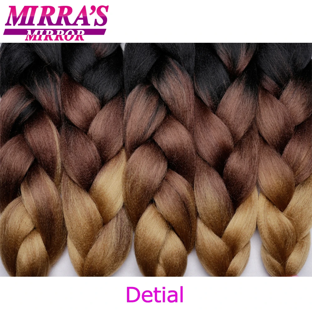 Mirra's зеркало вязанные волосы Омбре плетение волос огромные косички наращивание синтетические волосы для косичек коричневое вино красное 2" 100 г/упак