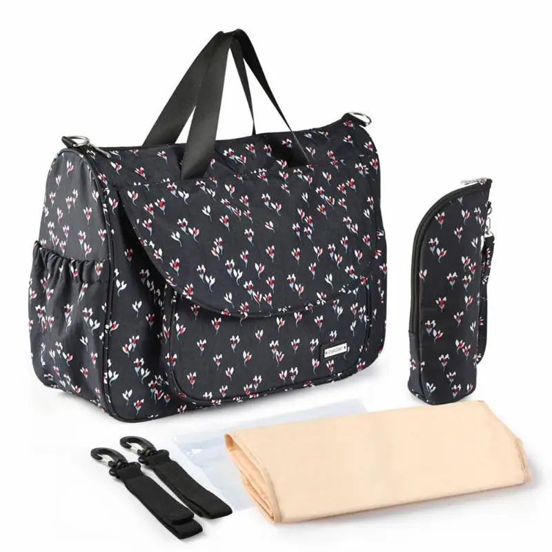 6 шт. водонепроницаемая сумка для мамочки, Большая вместительная сумочка для беременных, сумка для мамы с цветочным принтом, детские коляски для малышей, детские подгузники
