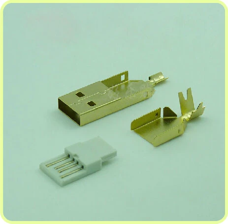 

1sets/lot Golding-plating 3 in 1 DIY 2.0 USB male plug sockect A type DIY Soldering wire