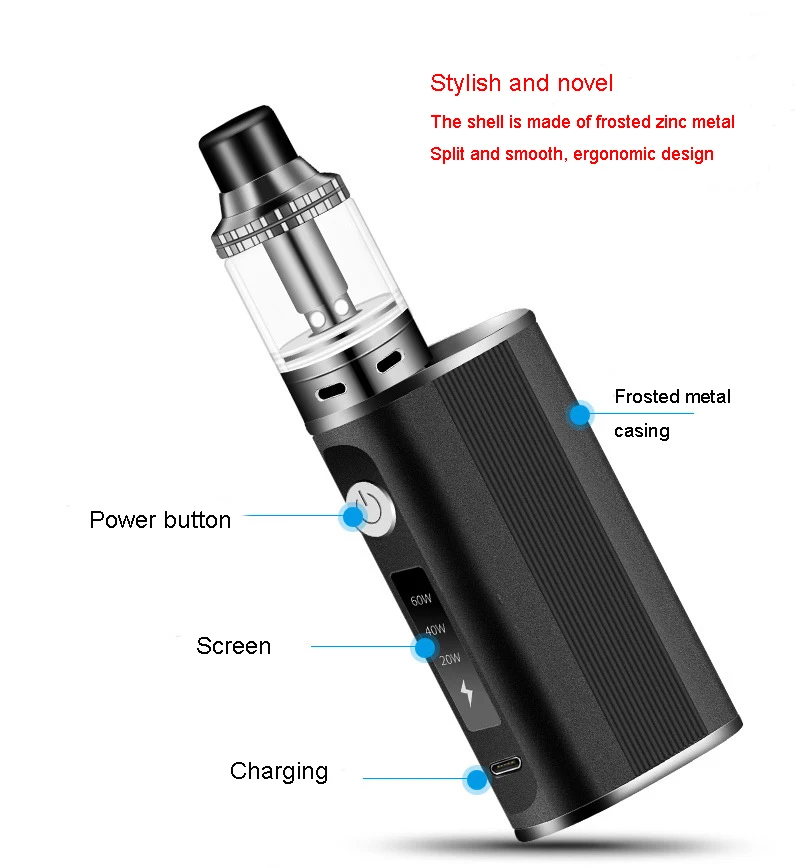 New Electronic Cigarette HT 60W kit Vape Pen e-cigarettes fit for liquid Box Mod 2200mAh built-in battery Vaporizer hookah vaper