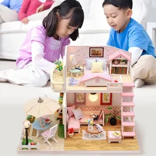 Brinquedos para crianças, diy, casa de bonecas em miniatura, casa de bonecas com móveis, casas de bonecas, brinquedo, presentes de aniversário, rosa, loft, vit, m233