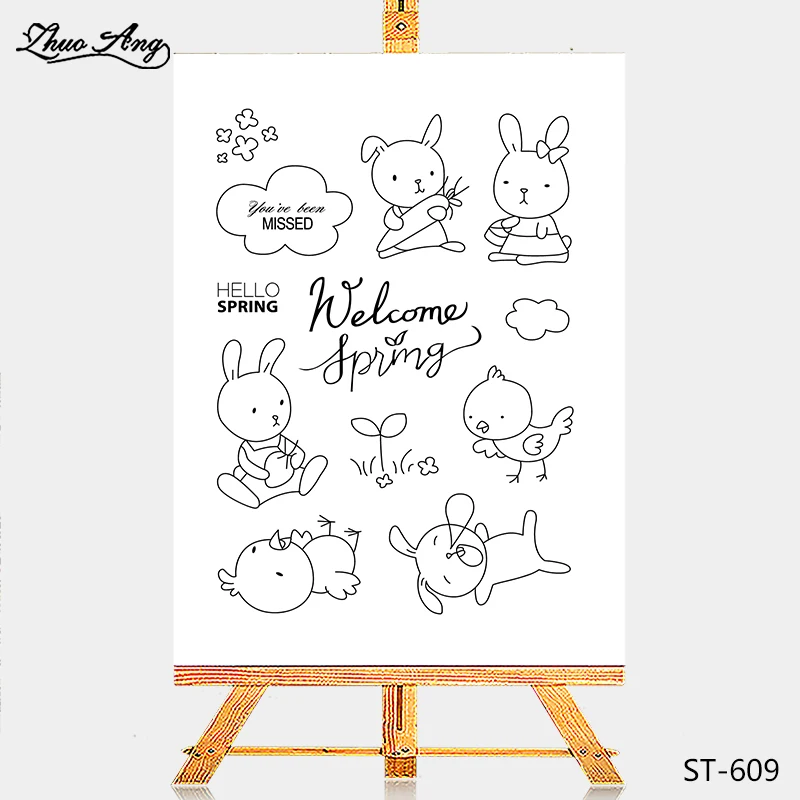 

ZhuoAng Rabbit Rubber Clear Stamps and Cutting Dies Set for Scrapbooking Photo Album Card Making DIY Decoration Supp