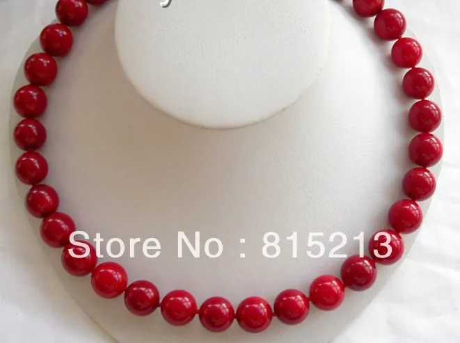 

FREE SHIPPING>@@> N62 SALE big 12mm genuine round red coral beads necklace
