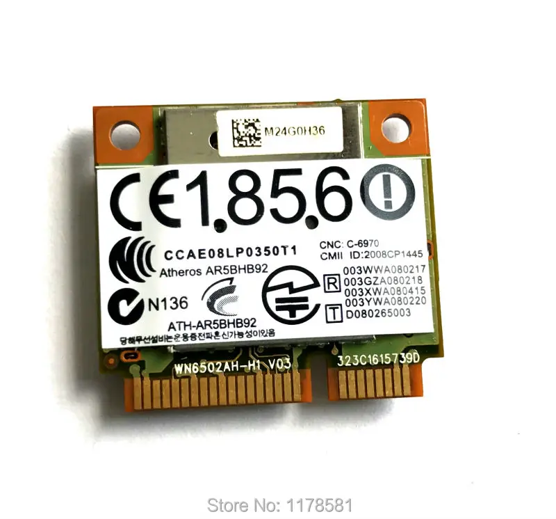 Atheros AR5BHB92 AR9280 AR5009 Двухдиапазонная 2,4G/5 GHz 802.11a/b/g/n 300Mbp беспроводная wifi Половина мини pci-e карта