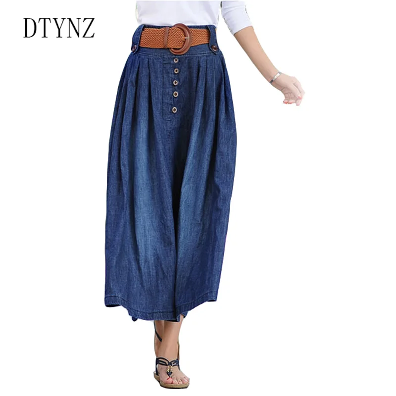 Casual Jeans Skirt Women Button Denim Skirts Long Ball Gown Skirt