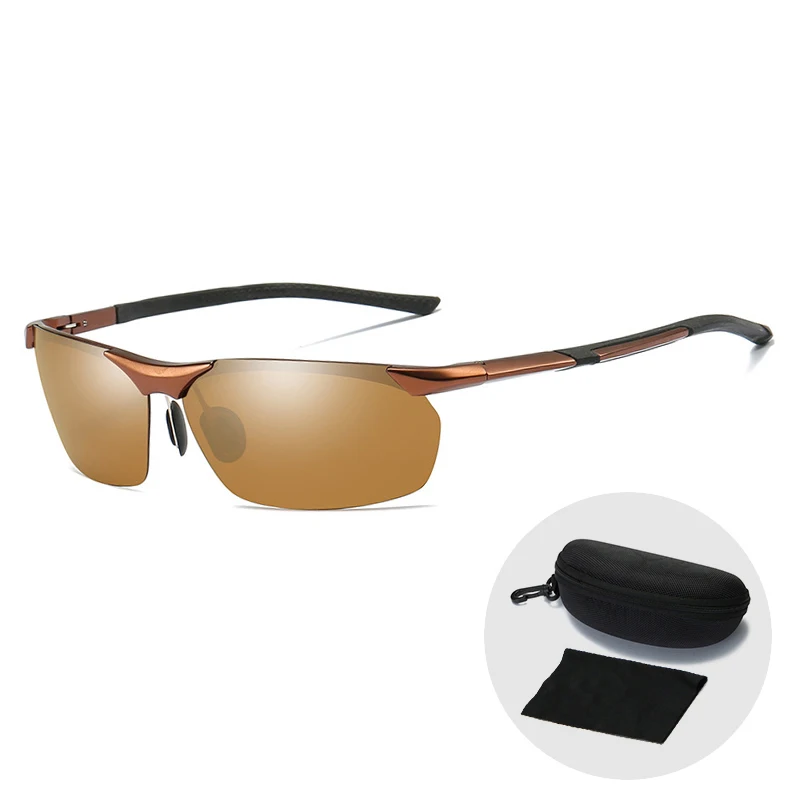 

Brand Vintage Sunglasses High Quality Men Polarized UV400 Eyewear Rectangle Ultra-light Outdoor Drive Sun Glasses with Zip Case