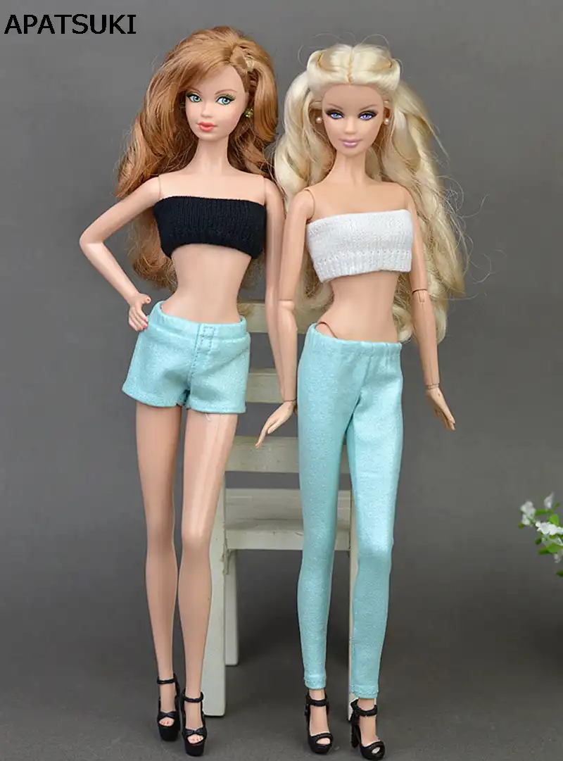 Pantalones elásticos de cuero PU azul claro pantalones para Ropa de muñeca Barbie atuendo de moda para muñecas BJD 1/6 Accesorios|for barbie|for barbie dollclothes for barbie dolls - AliExpress