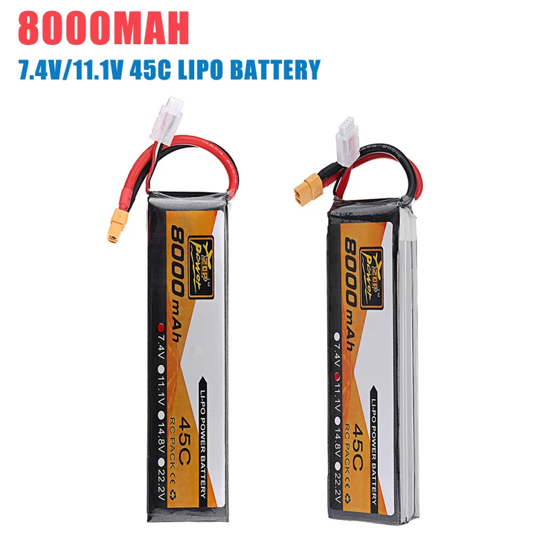 

1/4PCS ZOP Power 7.4V 11.1V 8000mAh 45C 3S Lipo Battery for RC Drone FPV Quadcopter Spare DIY Accessories