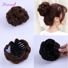 Вьющиеся волосы невесты макияж булочка цветы шиньон коготь на конский хвост шиньон термостойкие Инструменты для укладки волос 5 цветов