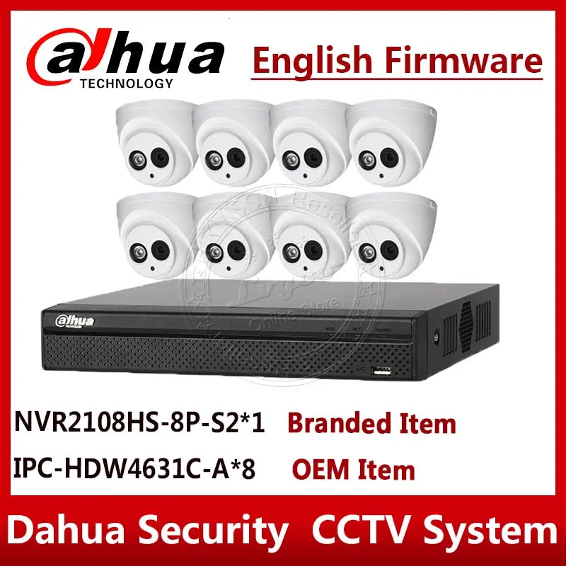 

EXPRESS Shipping Dahua Security Camera System 6MP IP camera 8PCS IPC-HDW4631C-A OEM & 8ch 8POE NVR2108HS-8P-S2 Surveillance P2P