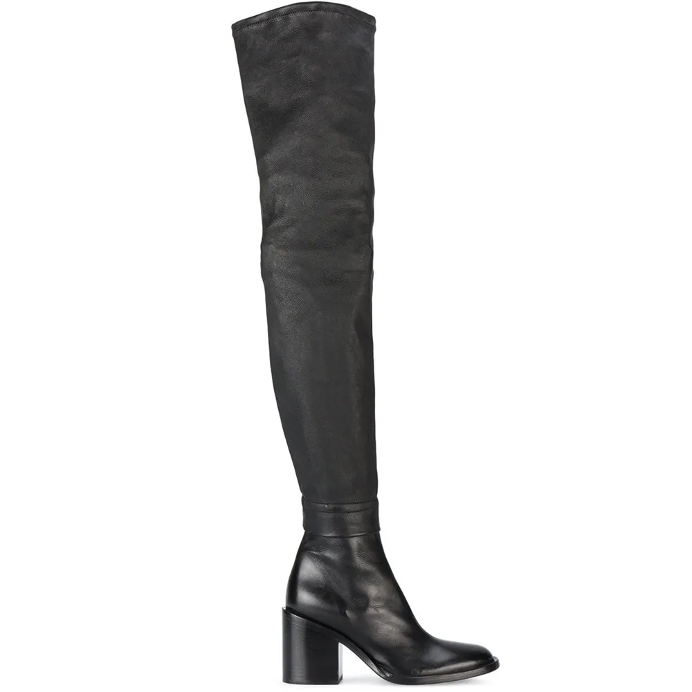 Prova Perfetto/фирменный дизайн; Сапоги выше колена из натуральной кожи; женские черные высокие сапоги на высоком каблуке; женская обувь; большие размеры 33-45
