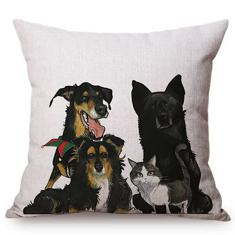 Pet Dog Animals Funny Style Cushion Cover Dachshund Schnauzer Dog Children Like Cotton Linen Sofa Decorative Throw Pillow Case M110-11