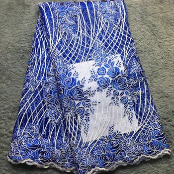 

High Quality African Lace Fabric For Wedding 2017 Embroidered France Mesh Lace Fabrics Multicolor Nigerian Guipure Cord Lace AMZ