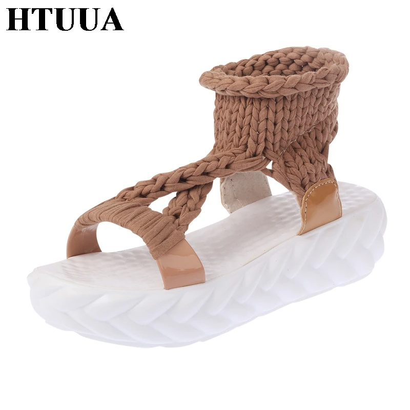 Buy HTUUA 2018 New Woolen Knitted Sandals Women Thick