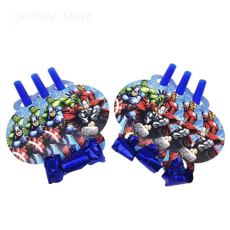 

6Pcs/lot avengers Cartoon Funny Whistles Children Birthday Party Blowing Dragon Blowout Baby kids birthday party decoration