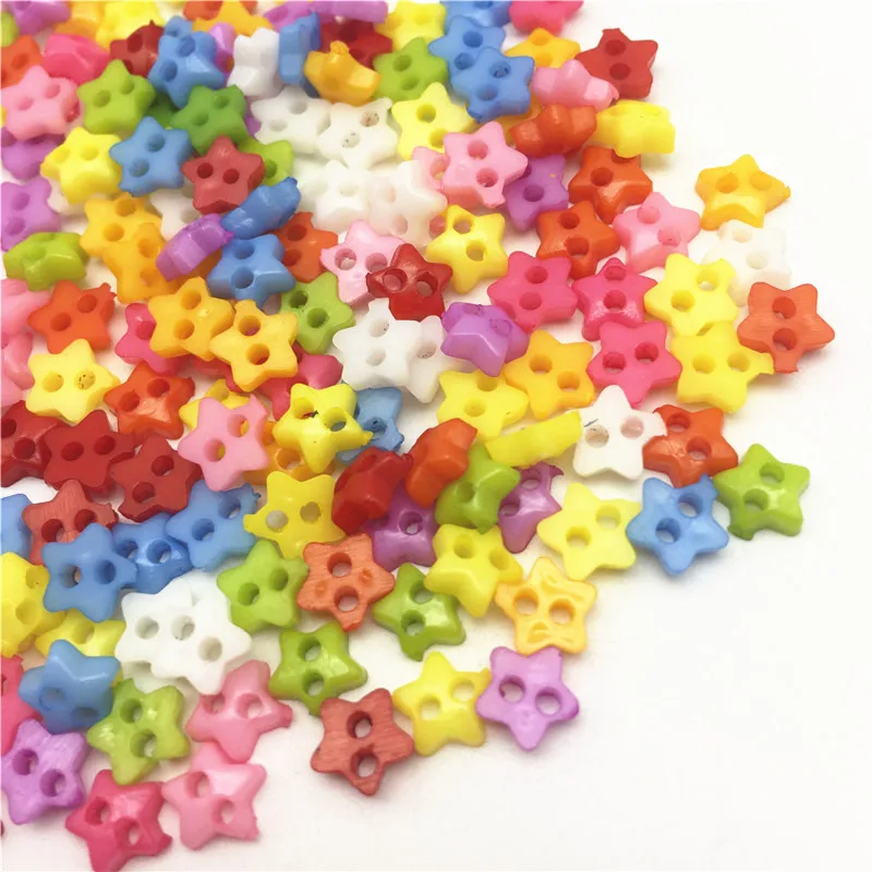250 шт Мини Пластиковые кнопки для кукол мягкие игрушки одежда 6 мм разные цвета сердце квадратный цветок лук звезды - Цвет: Star