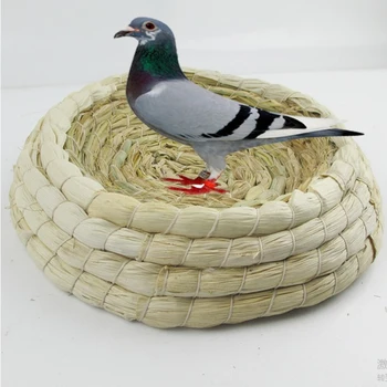 

Round Straw Bird Nest Natural Grass Handmade Pest Straw Weaving Nest Nest For Pest Pigeon Rabbit Bird Breeding