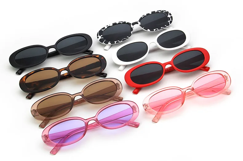 Брендовые дизайнерские крутые Овальные Солнцезащитные очки в небольшой оправе цвета коровы для женщин, новинка, трендовые солнцезащитные очки в полоску для пар, розовые фиолетовые оттенки