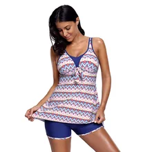 Танкини набор купальник женский из двух частей с принтом купальники женские синие шорты Купальники Maios пляжная одежда Мягкий купальный костюм