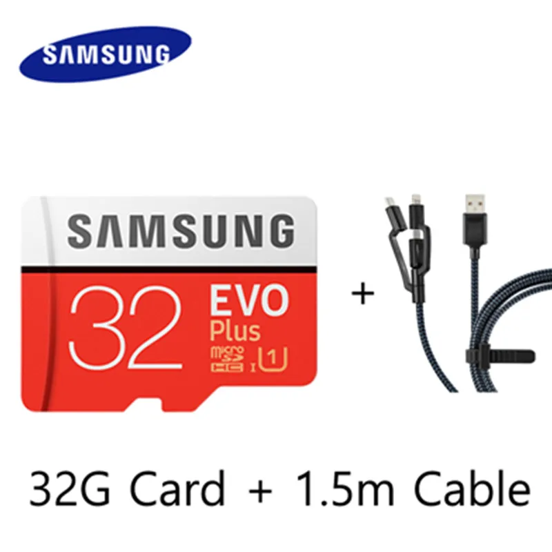 SAMSUNG EVO Plus Micro sd карта s карта памяти 64 ГБ 128 Гб 64 ГБ 32 ГБ micro sd карта 100 МБ/с./с класс 10 micro sd TF флэш-карта - Емкость: 32gCable
