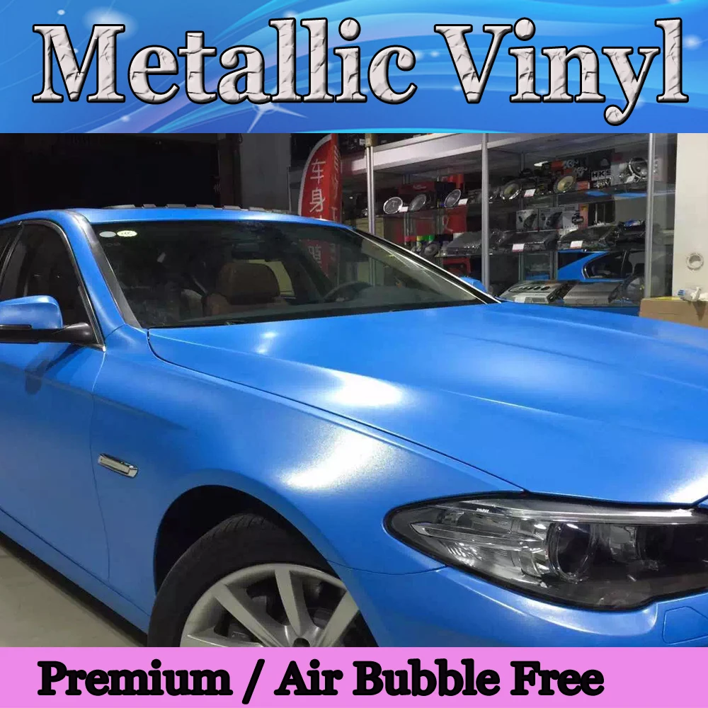 Matte Blue Metallic Vinyl wrap Car Vinyl Wrapping Film With Air Bubble