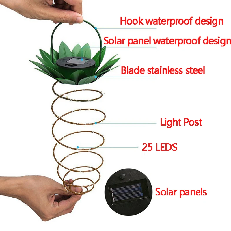 Светодиодный свет сада солнечный свет Открытый Декор ананас висит Фея лампы Водонепроницаемый 25 светодиодный для домашнего пейзаж для