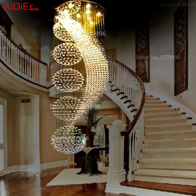 Crystal Chandeliers Circular Spiral Staircase Duplex Villa Long Lamp Living Room Modern Minimalist Restaurant Lights Crystal Chandeliers Circular Spiral Staircase Duplex Villa Long Lamp Living Room Modern Minimalist Restaurant Lights