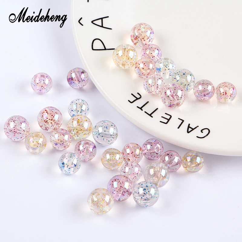 50 Pcs Heart Round Shape Transparent Flat Base Acrylic Beads Necklace Jewelry
