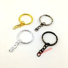 20 шт 25 мм полированный серебряный цвет брелок для ключей разъемное кольцо с короткой цепочкой брелоки для женщин и мужчин DIY брелоки цепочки, аксессуары