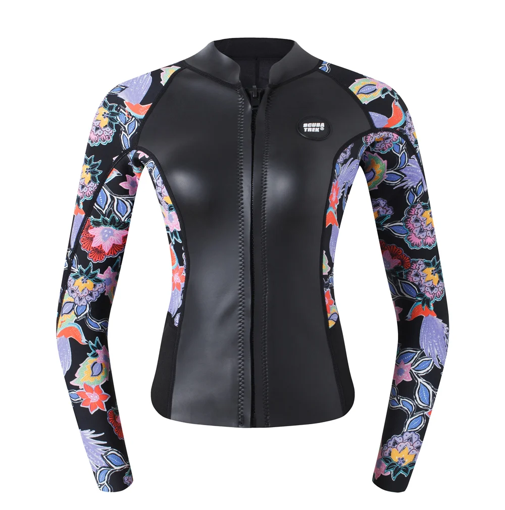 Women's Wetsuit Jacket Premium Neoprene 2mm Long Sleeve Front Zip