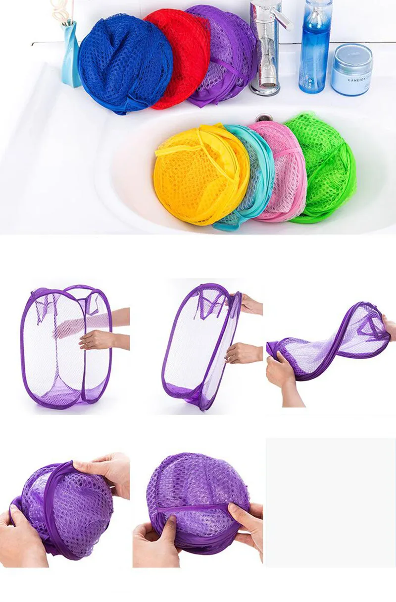Eworld Складная Нейлоновая сетчатая ткань корзина для белья корзина для хранения игрушек Orgnizer корзина для стирки грязной одежды корзина для мелочей конфетный цвет