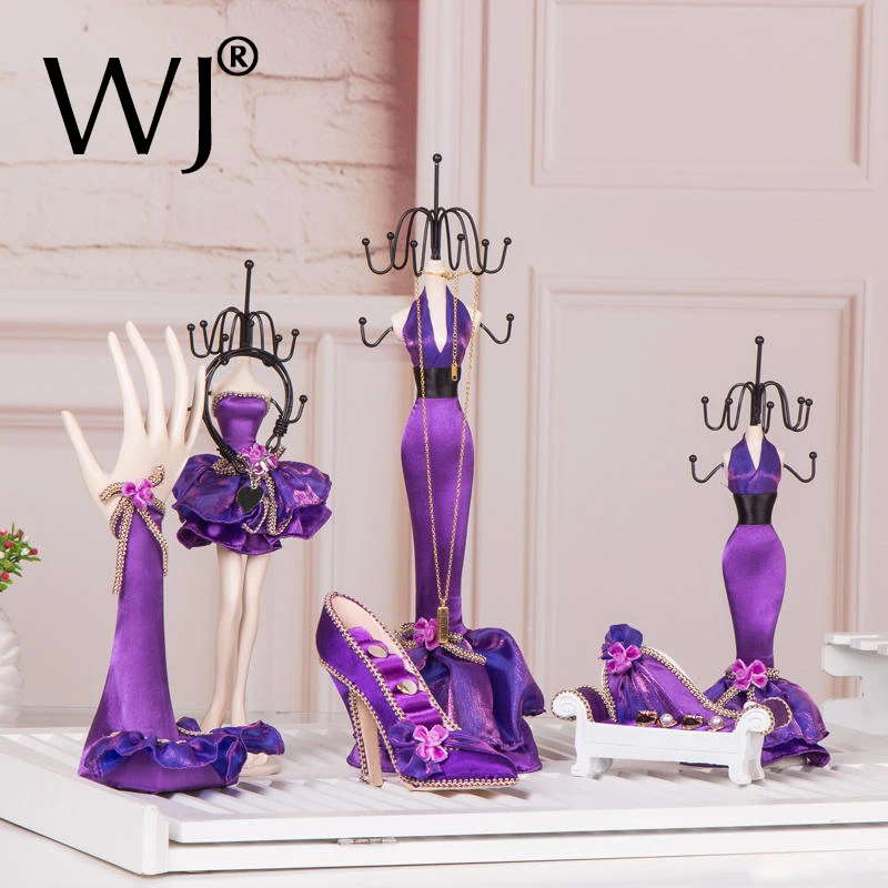 

Elegant European Style Earring Ring Bracelet Necklace Jewelry Sets Display Organizer Stand Wedding Sieraden Decoration Craft Kit