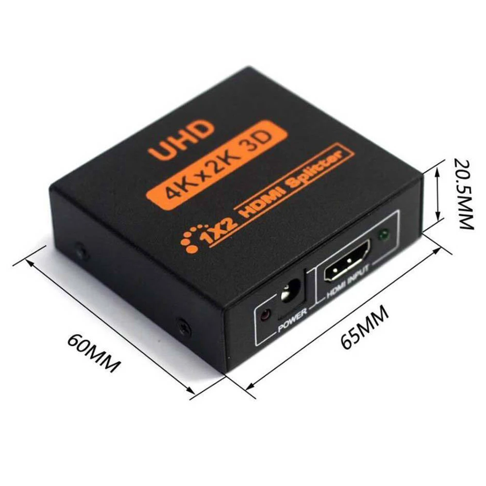 Новый 1x2 HDMI Splitter v1.4b вид 4 К к 3D 1080 P один вход на два выхода Топ США Plug