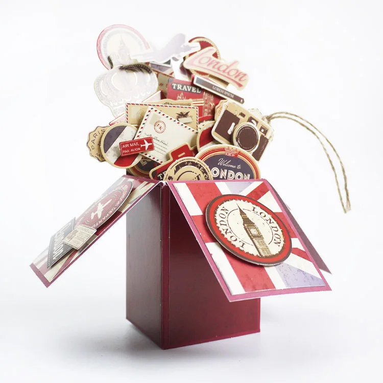 

Eno Greeting Eno Greeting Vintage 3d Card In A Box Making Kit,Retro London&Paris Travel Pop Up Card Box