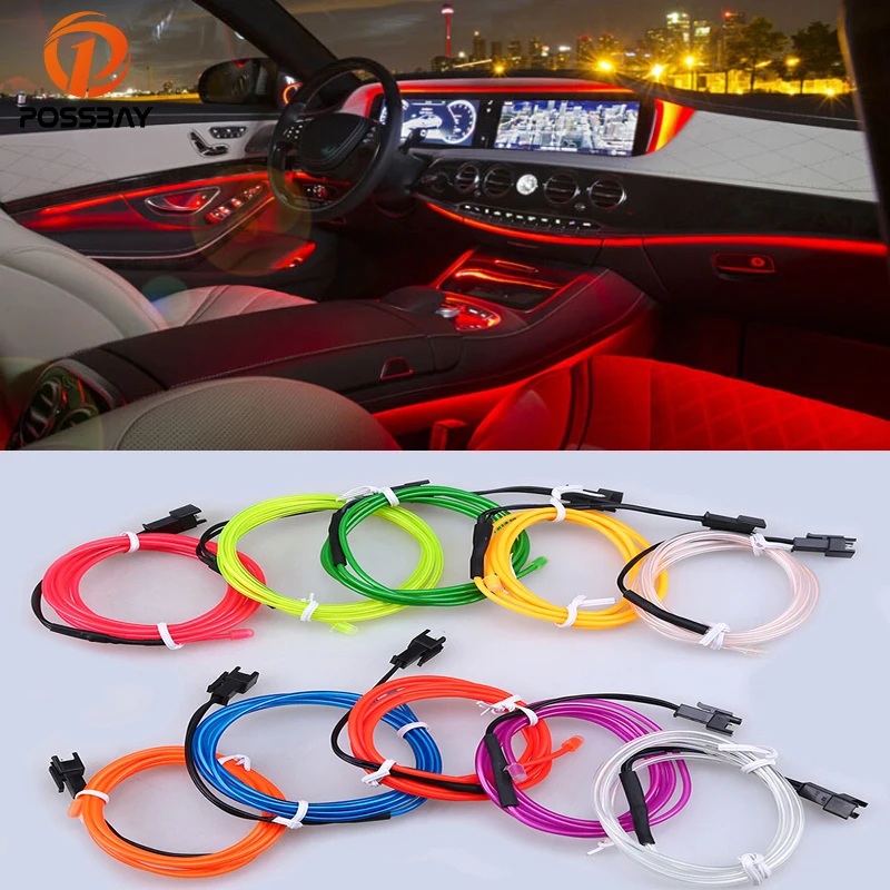 

POSSBAY 1M Flexible Neon Lights LED EL Wire Lamp Glow String Lights Rope for Home Car Dance Wedding Party Decoration
