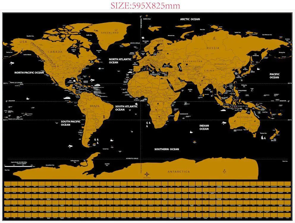 

Gold Scratch off World Map, Big Size 59x82cm Travel Map. Perfect for Travelers Map With Country Flag drop shipping HK183