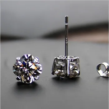 

1Ct each 6 mm Cushion Cut Synthetic Diamonds Stud Earrings Solid 925 Silver White Gold Color Romantic Jewelry