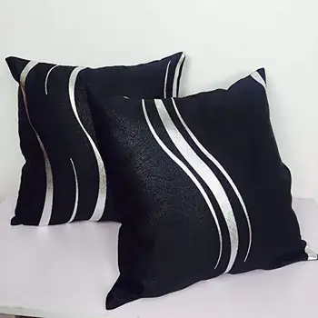 

2 Pcs/lot Black And Silver Stripe Cushion Covers Pillow Cases Decorative Cushion Cover 45x45cm