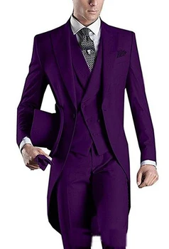 Tanie Nowa Moda Slim Fit Jeden Przycisk Groom Smokingi Węgiel Drzewny Szary Najlepszy Człowiek Szczyt Czarny Lapel Groomsmen Mężczyźni Garnitury ślubne