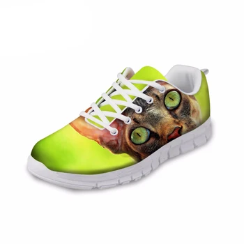 

NOISYDESIGNS Cute Animal Cat Prints Autumn Casual flat Shoes Women Comfortable Breathable Flat Shoes for Ladies Leisure Shoes