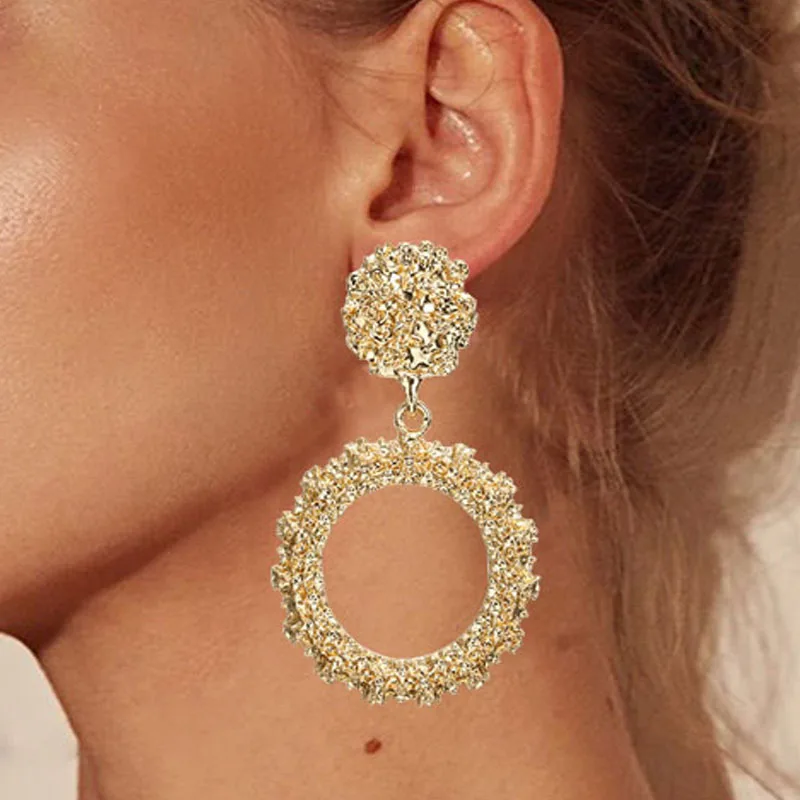 Round Vintage Earrings for Women of Gold/silver Earrings Fashion Jewelry Earrings Declaration 2019 Modern Fashion Jewelry