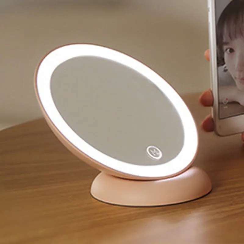 

Portable Touch Screen LED Makeup Mirror With Light Rotatable Desktop Table Lamp Make Up Cosmetic Mirror Magnet Wall Mounted