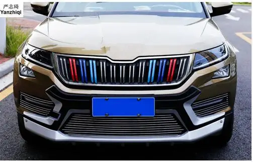 

ABS 6pcs/lot 3 Color Plastic Front Face Grille Grill Decoration Cover Trim Accessories Car Styling For Skoda Kodiaq 2017 2018